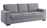 Morelia Gray Chenille Fabric Sofa with Nailhead Trim