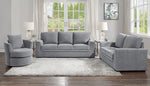 Morelia Gray Chenille Fabric Sofa with Nailhead Trim