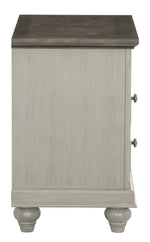 Mossbrook Light Gray Wood 2-Drawer Nightstand