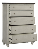 Mossbrook Light Gray Wood 5-Drawer Chest