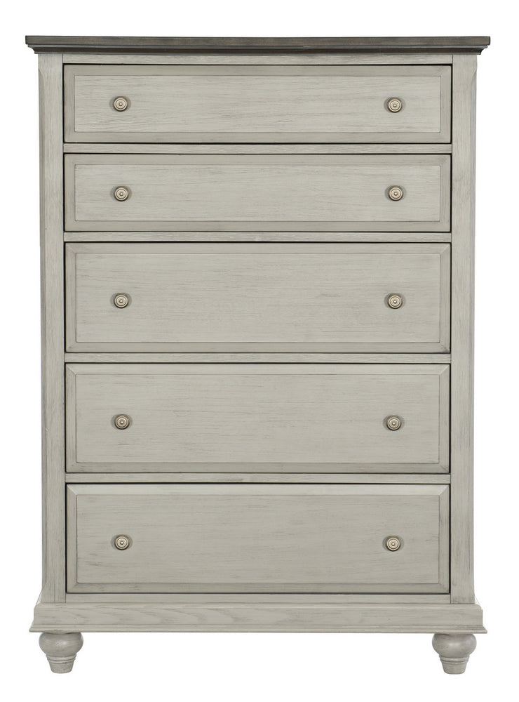 Mossbrook Light Gray Wood 5-Drawer Chest