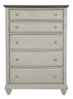 Mossbrook Light Gray Wood 5-Drawer Chest