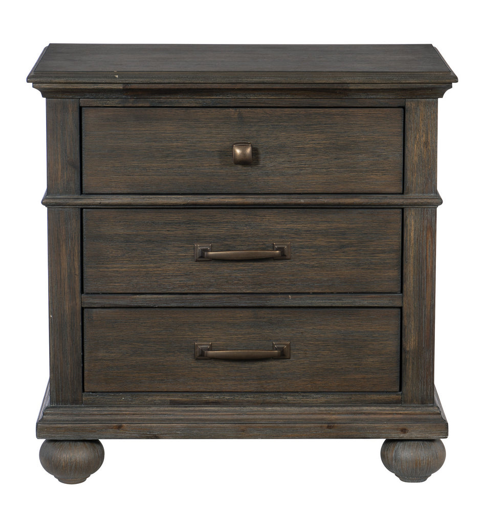 Motsinger Wire-Brushed Rustic Brown Wood Nightstand