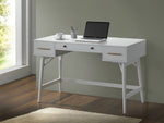 Mugga White Wood Writing Desk with 3 Drawers