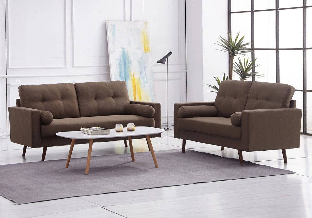 Muriel 2-Pc Brown Linen Fabric Sofa Set