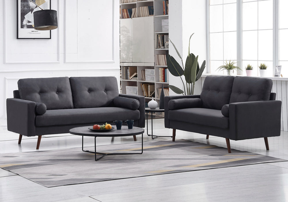 Muriel 2-Pc Dark Gray Linen Fabric Sofa Set