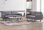 Muriel 2-Pc Light Gray Linen Fabric Sofa Set