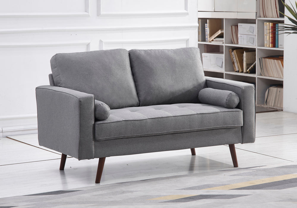 Muriel 2-Pc Light Gray Linen Fabric Sofa Set