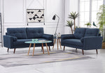 Muriel 2-Pc Navy Linen Fabric Sofa Set