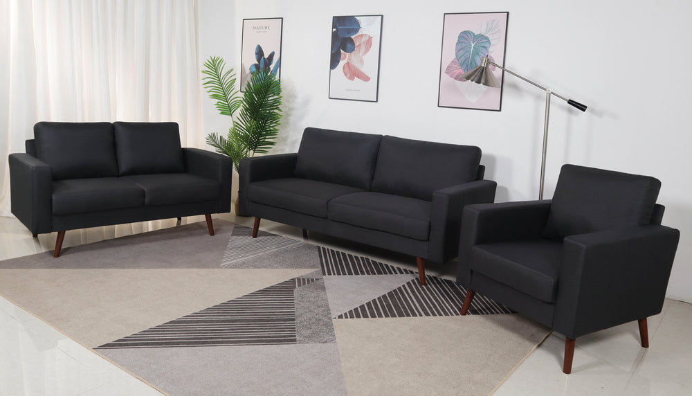 Muriel 3-Pc Dark Gray Linen Fabric Sofa Set