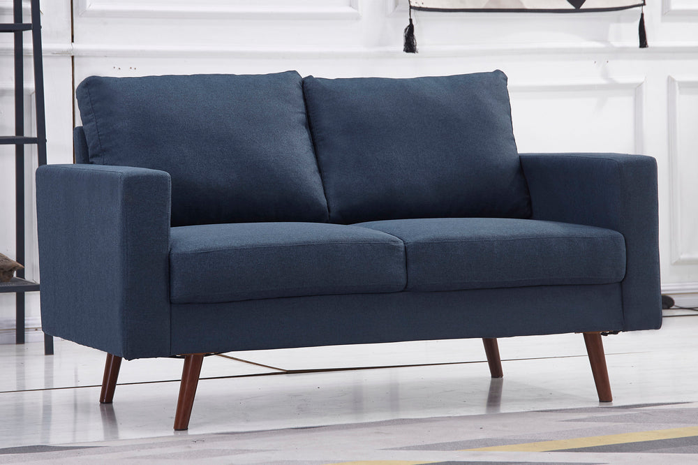 Muriel Navy Linen Fabric Loveseat