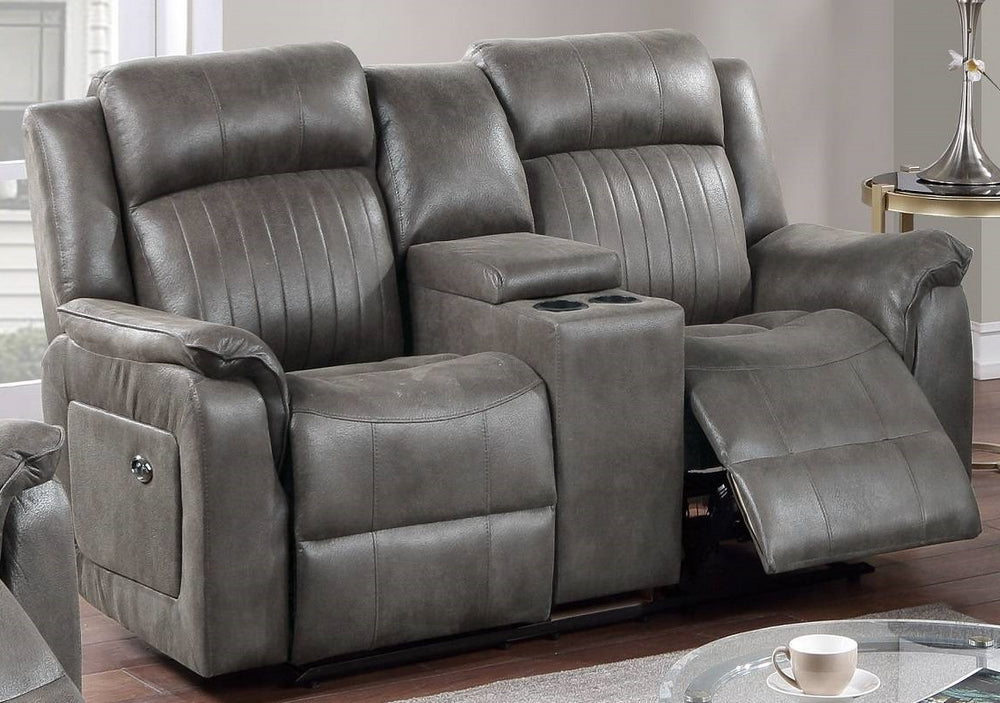 Muriel Slate Blue Leatherette Manual Recliner Loveseat