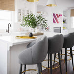 Myla Light Grey Velvet Swivel Bar Stool