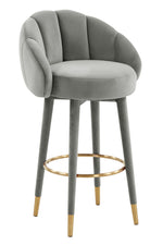 Myla Light Grey Velvet Swivel Bar Stool