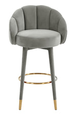 Myla Light Grey Velvet Swivel Bar Stool