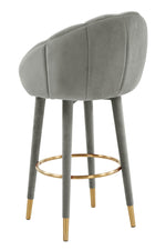 Myla Light Grey Velvet Swivel Bar Stool