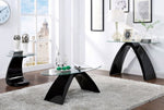 Nahara Clear Glass/Black Wood End Table