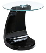 Nahara Clear Glass/Black Wood End Table