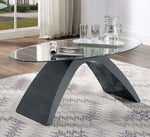 Nahara Clear Glass/Gray Wood Coffee Table