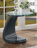 Nahara Clear Glass/Gray Wood End Table
