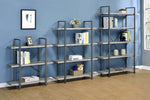 Nailah Grey Driftwood Wood/Gunmetal Metal 3-Shelf Bookcase