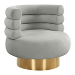 Naomi Glam Grey Velvet Swivel Chair