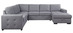 Nardo 4-Pc Gray Fabric RAF Sectional Sofa with Sleeper