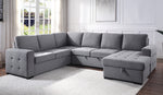 Nardo 4-Pc Gray Fabric RAF Sectional Sofa with Sleeper