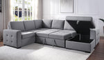 Nardo 4-Pc Gray Fabric RAF Sectional Sofa with Sleeper