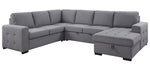 Nardo 4-Pc Gray Fabric RAF Sectional Sofa with Sleeper