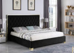 Natasha Black Velour/Gold Metal Queen Bed