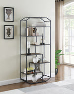 Nathalia Rustic Brown Wood/Dark Grey Metal 6-Shelf Bookcase