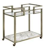 Neilo Clear Glass/Wire Brass Metal Serving Cart