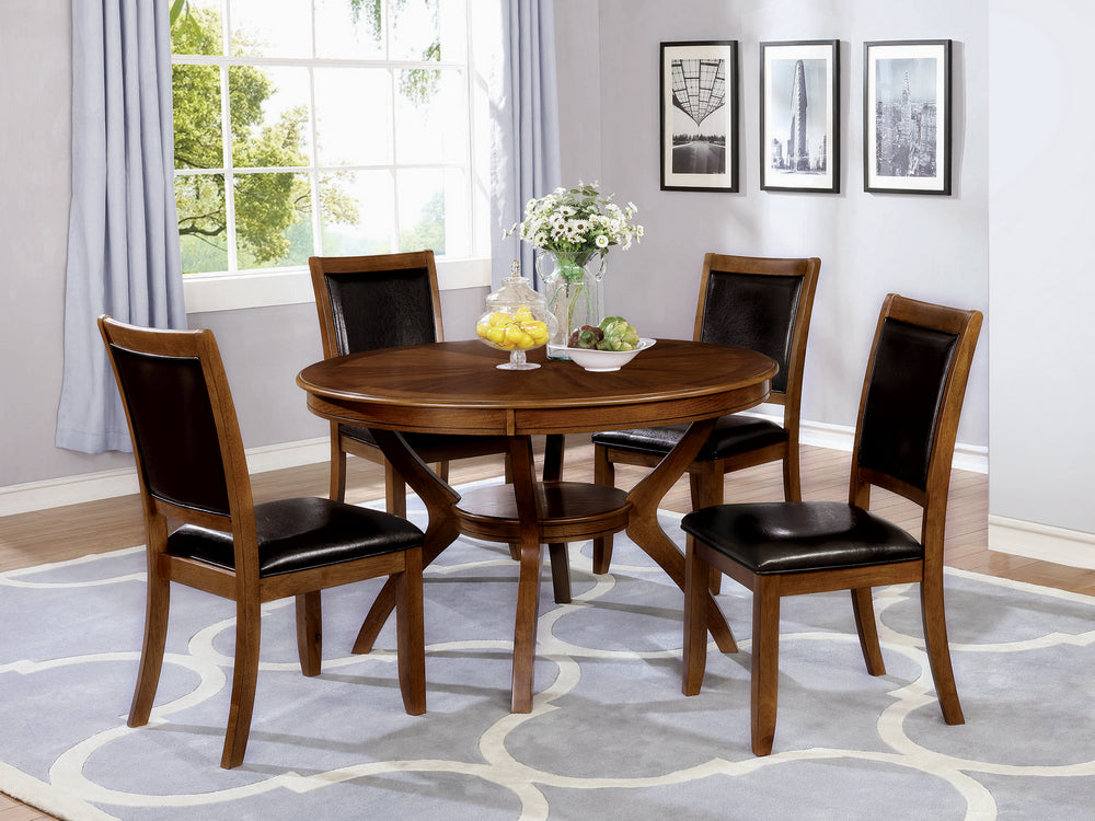 Nelms 5-Pc Deep Brown Wood/Leatherette Dining Table Set