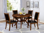 Nelms 5-Pc Deep Brown Wood/Leatherette Dining Table Set