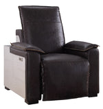 Nernoss Dark Brown Leather/Metal Power Recliner