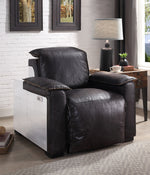 Nernoss Dark Brown Leather/Metal Power Recliner