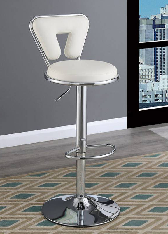 Netra 2 White Faux Leather/Metal Adjustable Bar Stools