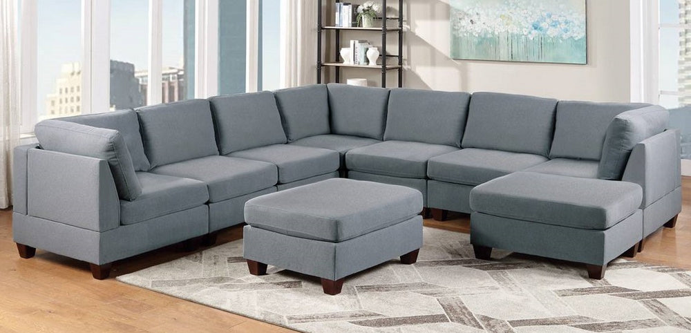 Neus Grey Fabric Modular Sectional with Ottomans