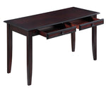 Newton 2-Pc Dark Amber Wood/Tan Fabric Writing Desk Set