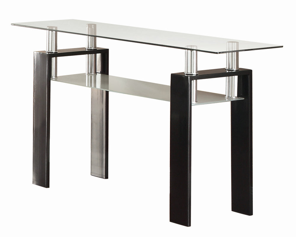 Nicolina Clear Glass/Black Metal Sofa Table