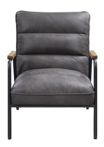 Nignu Gray Top Grain Leather Accent Chair