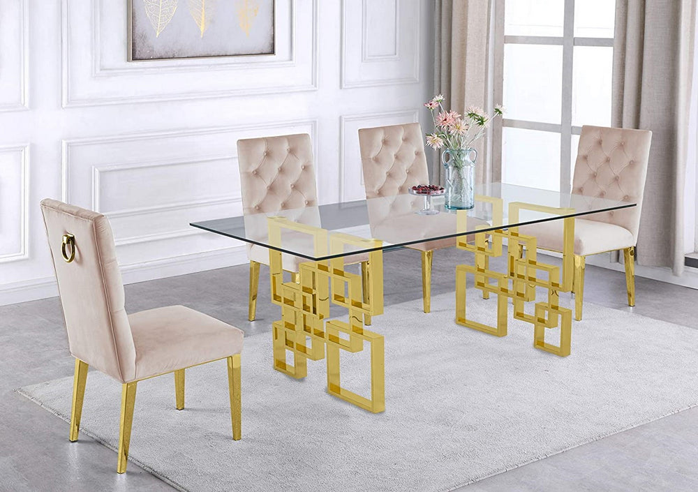 Nikola 5-Pc Gold/Beige Dining Table Set