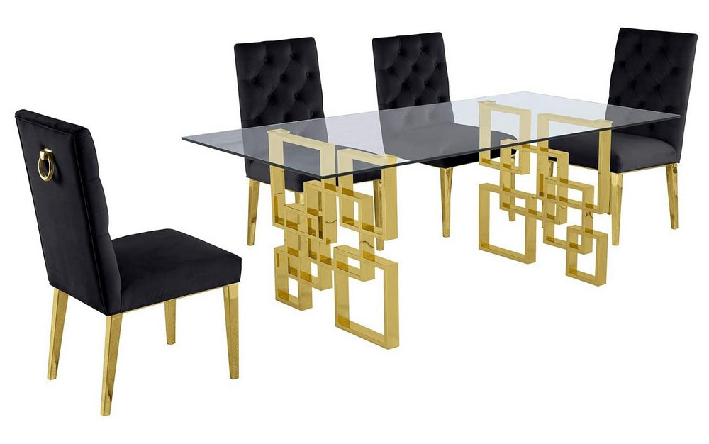 Nikola 5-Pc Gold/Black Dining Table Set