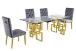 Nikola 5-Pc Gray/Gold Dining Table Set