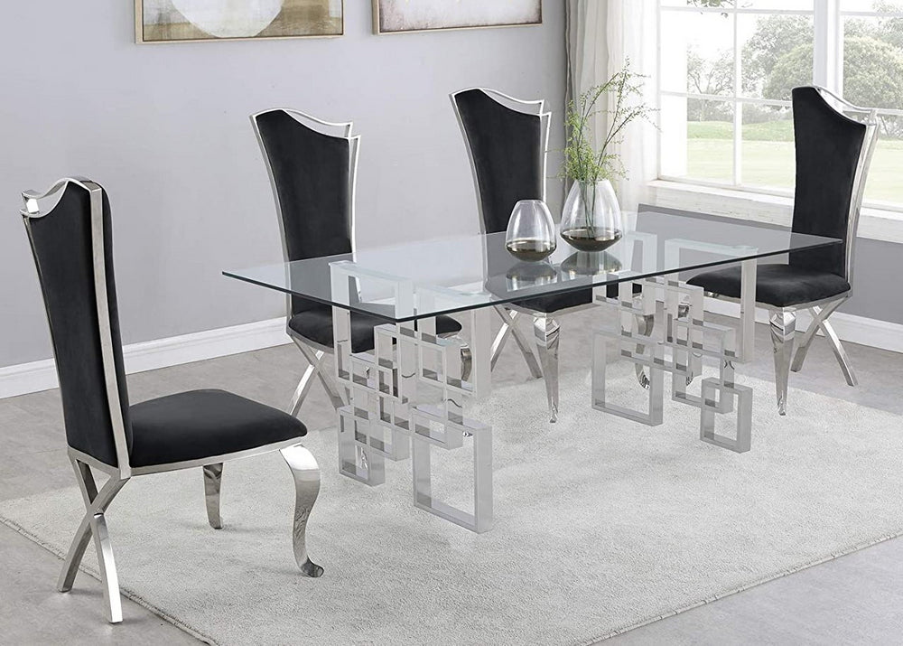 Nikola 5-Pc Silver/Black Dining Table Set