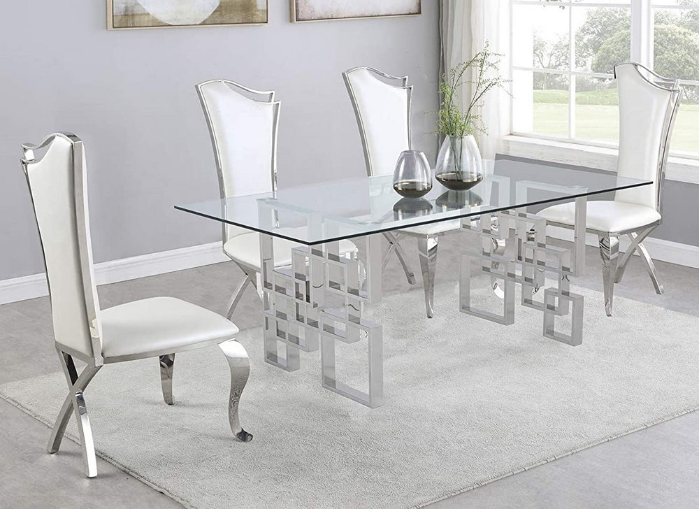 Nikola 5-Pc Silver/White Dining Table Set