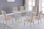 Nikola 7-Pc Silver/Beige Dining Table Set