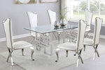 Nikola 7-Pc Silver/White Dining Table Set