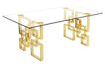 Nikola 7-Pc Gray Velvet/Gold Dining Table Set